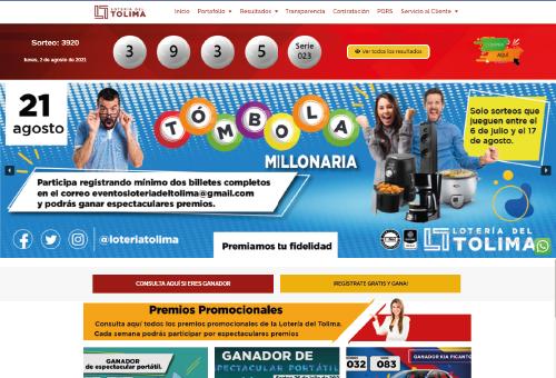 La Lotería del Tolima lanza al mercado su nueva página web interactiva