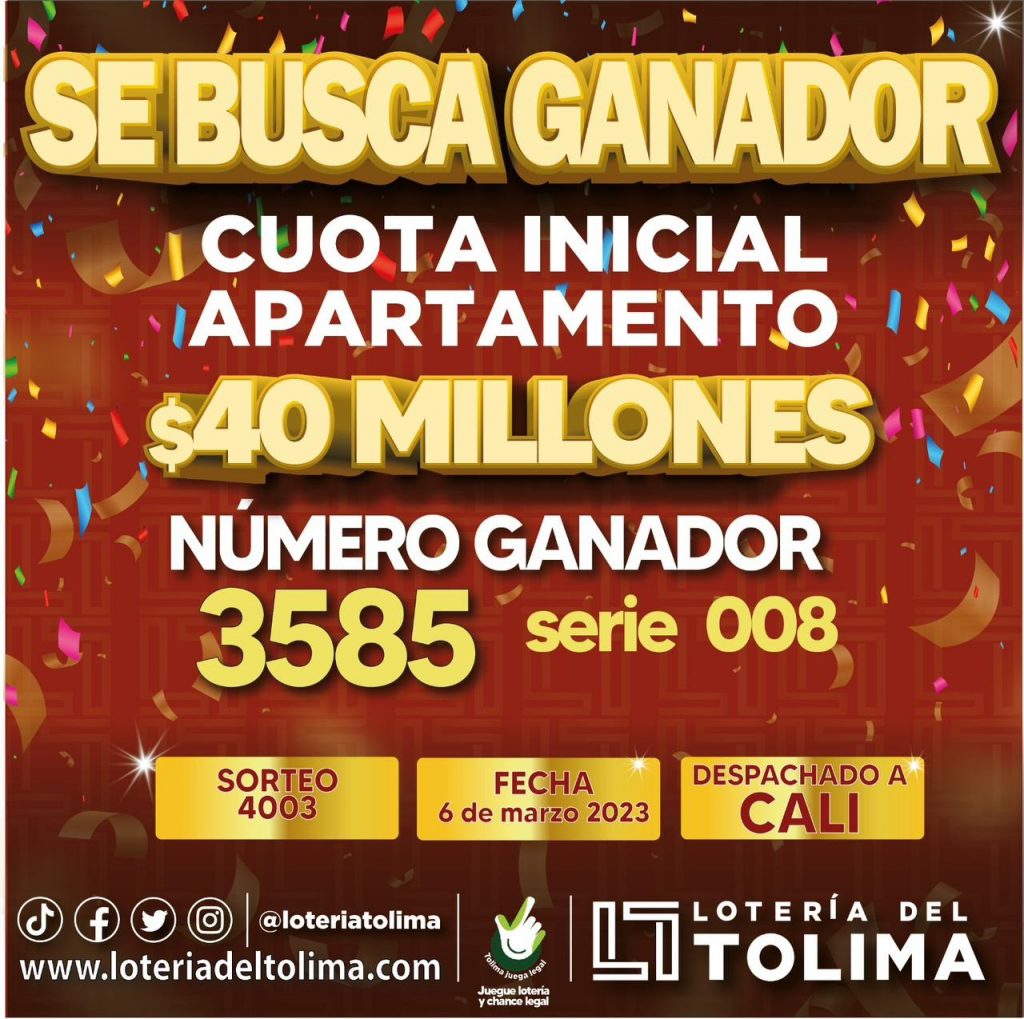 Comprador de la Lotería del Tolima estrenará apartamento