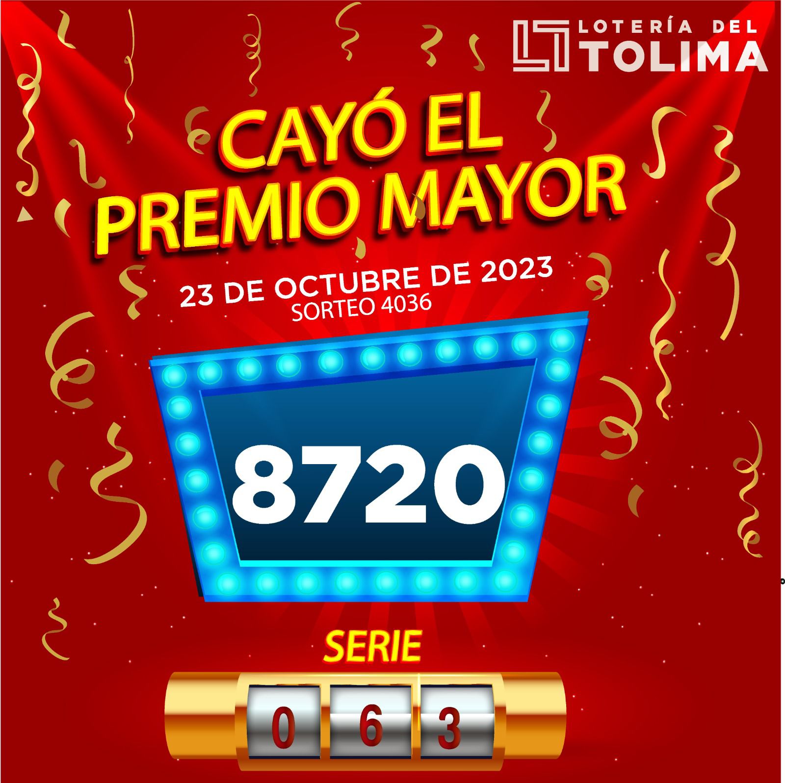 Cayó otra vez el premio mayor de la Lotería del Tolima, buscan al nuevo Millonario